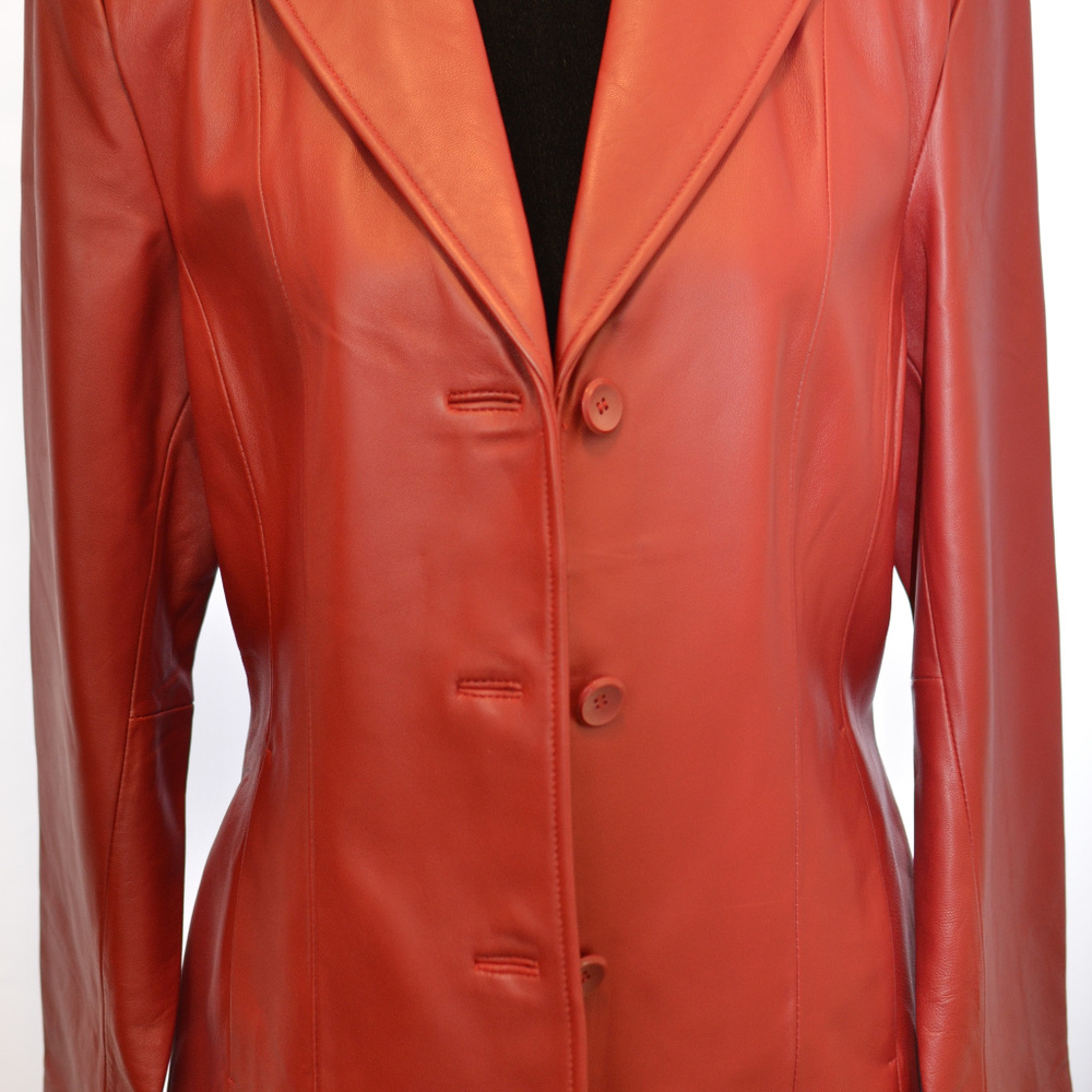 Siena Blazer Style Red Leather Jacket Size 10